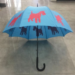 Premium Rain Umbrella With Unique Pet Designs Red/Blue Schnauzer straight Umbrella