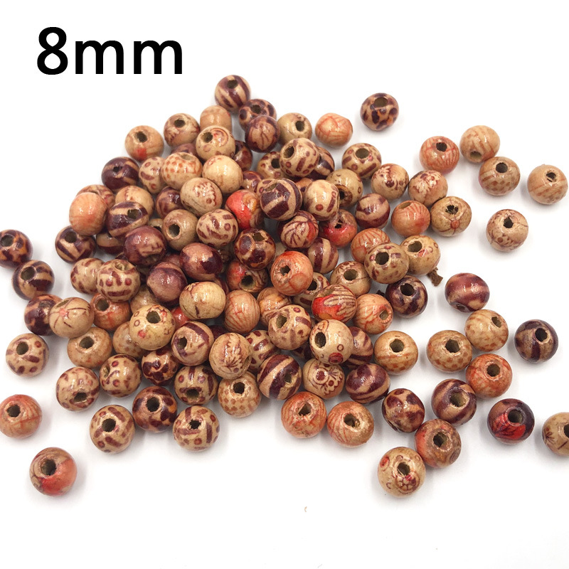 8MM-DIY Natural-Painted-maple-Wood-Beads