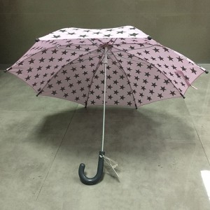 2019 Newest design custom fashion cheap rain pink straight child umbrella manufacturer China with gray color hook plastic handle