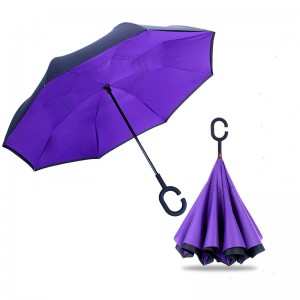 2019 Hot Selling New Products Stock Custom Double Layer Inside Out C Shape Handle inverted Reverse Umbrella