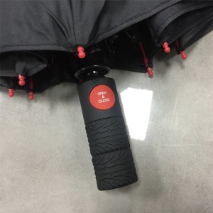 Wholesale Made in China High quality Red fibergalss ribs Auto open close customized printing Portable pocket fold umbrella with Car Logo (BMW)