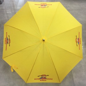 Adult size High quality classic auto open custom cheap yellow straight umbrella with logo printing for supermarket ( windproof &rainproof )