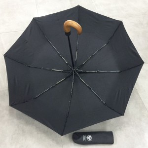 Traditional Full Automatic Folding Umbrella Wooden handle Strong Windproof Super Wide Outdoor Hook Handle Black Rain Umbrellas Women Parasol Men Paraguas