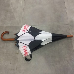 Custom Sport Football Print Umbrella Waterproof wooden handle Umbrella Automatic Open