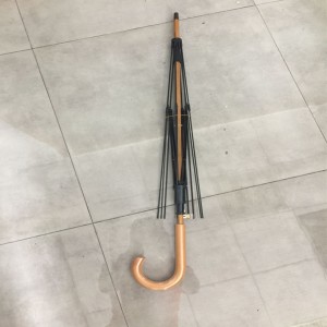 Auto Open Umbrella Frame with  Wooden Hook Handle