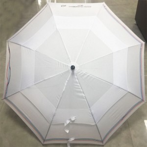 Wholesale High quality BMW Golfsport Automatic Golf Umbrella double canopy white golf umbrella, fibergalss umbrella for European tour (Custom car brand logo printing)