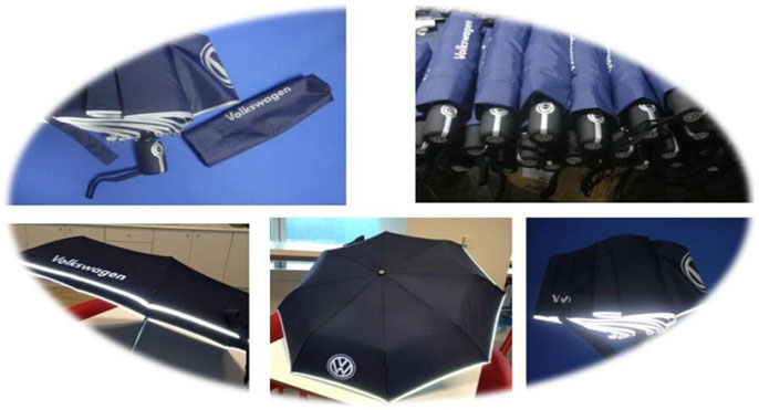 volkswagen- Reflective-Strip -Folding- Automatic- Umbrella-for -Navy-blue-Volkswagen