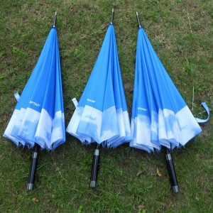 Auto Open Manual Close 190T fabric Waterproof Windproof Sport 16ribs blue straight Umbrella with long handle