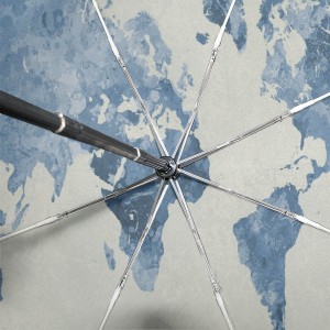 Factory wholesale custom Watercolor World Map 3 Folds Auto Open Close Umbrella