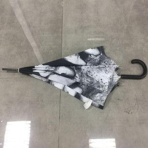 2019 unique design Auto open 190T black polyester fabric sunny and rainy straight umbrella with Skull teeth printing for Christmas gift