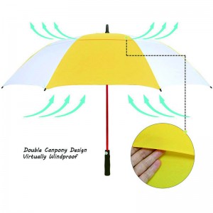 Automatic open windproof 62inch big size custom cheap premium yellow and white golf umbrella for sale