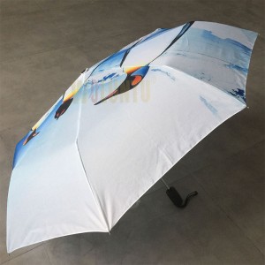 wholesale High Quality Custom OEM Print animal umbrella,New design Auto open/close penguin family fold umbrella penguin kingdom