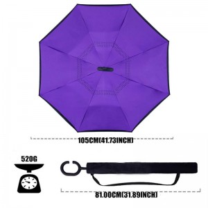 2019 Hot Selling New Products Stock Custom Double Layer Inside Out C Shape Handle inverted Reverse Umbrella