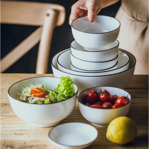 Custom logo restaurant tableware 4/4.5/5/6/7/8/9inch plain white round porcelain dinner rice soup Straight mouth ceramic bowls