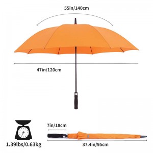 140cmArc  yellow Automatic Open Waterproof golf Umbrellas