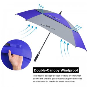 Wholesale 62inch double vented OEM custom brand promotional gifts golf square umbrellas sale