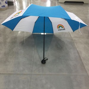 Logo Multicolor Manual Tri-fold Folding Compact Travel Rain Umbrella Strong Windproof