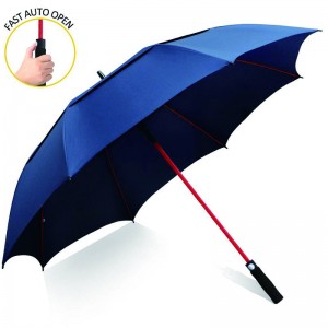 62 Inch Extra Large Vented Auto Open golf Umbrella Long Umbrella blue, Durable and Strong Enough for the Fierce Wind and Heavy Rain, Classic Blue Style with red fibergalss frame Unisex Golf Umbrella in outdoor sun protection