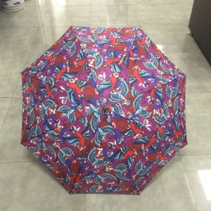 2019 Automatic Open Windproof Rain straight fashion design full color custom printed Birds and Flowers Umbrella for gift