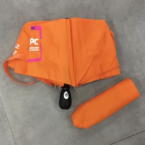 Travel Umbrella Office Auto Open Close Compact Umbrella Windproof Sun & Rain Umbrella Orange