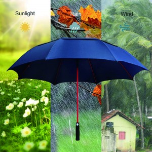 62 Inch Extra Large Vented Auto Open golf Umbrella Long Umbrella blue, Durable and Strong Enough for the Fierce Wind and Heavy Rain, Classic Blue Style with red fibergalss frame Unisex Golf Umbrella in outdoor sun protection