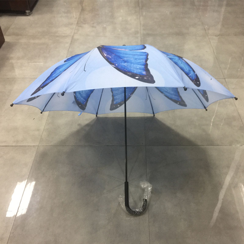 Wholesale windproof Automatic stick striaght High quality Womens Fashion gift Colorful Butterfly Umbrella for sale