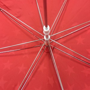 Professional produce cheap customized standard 19inch 8ribs promotion gift straight red kid umbrella with red hook plastic handle (Safety auto open)