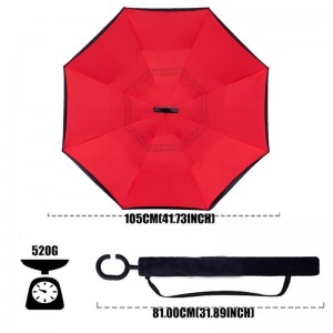 Double Layer Inverted Umbrella with C-Shaped Handle,Windproof Straight Umbrella for Car Rain Outdoor