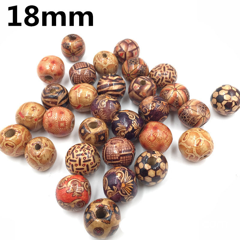 18MM-DIY Natural-Painted-maple-Wood-Beads