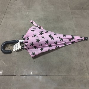 2019 Newest design custom fashion cheap rain pink straight child umbrella manufacturer China with gray color hook plastic handle