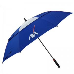 Customized Designs fiberglass double canopy windproof Manufacturer Golf Umbrella Print