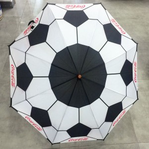 Custom Sport Football Print Umbrella Waterproof wooden handle Umbrella Automatic Open