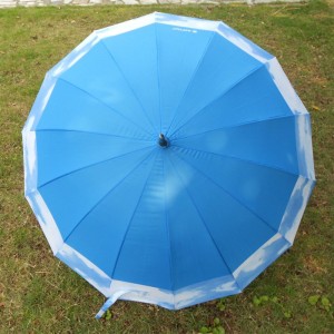 Auto Open Manual Close 190T fabric Waterproof Windproof Sport 16ribs blue straight Umbrella with long handle