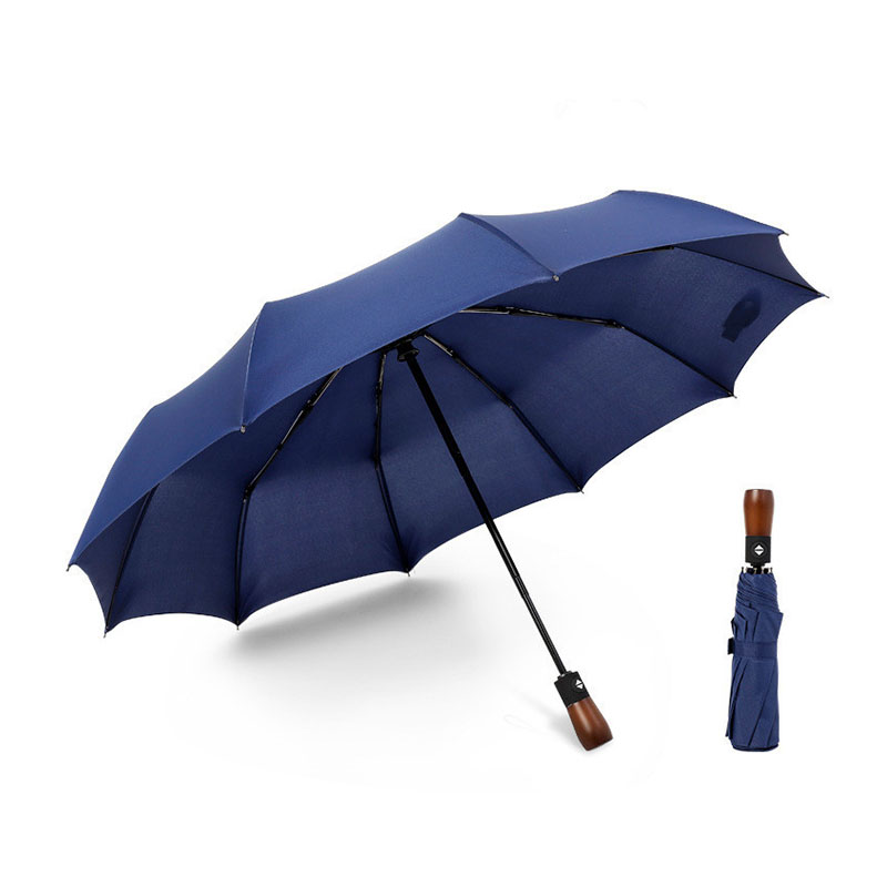 New Premium Umbrella Windproof  Large Umbrella Travel folding Umbrella with solid wooden handle