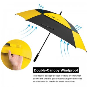 Hot selling cheap big size Black and yellow tone colors umbrella Made in China Auto Windproof Square Golf Umbrella with EVA Handle