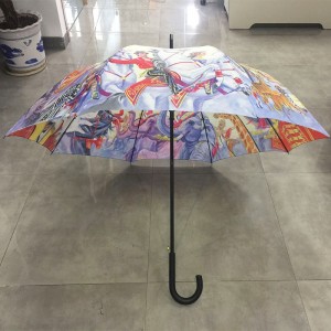 2019 High quality top selling auto open big size circus design straight umbrella with multi colored printing for Exporting to Italy