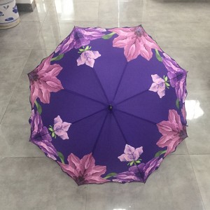 Good quality windproof waterproof custom China made oem straight colorful flower print umbrella for lady