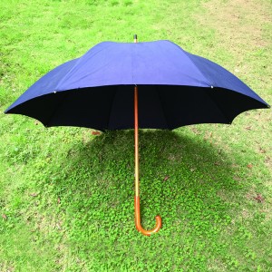 Classic Advertising promotion umbrella Auto Open Umbrella with Real Wooden Hook Handle