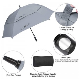 Automatic open windproof waterproof double layers sports sqaure golf umbrella for men