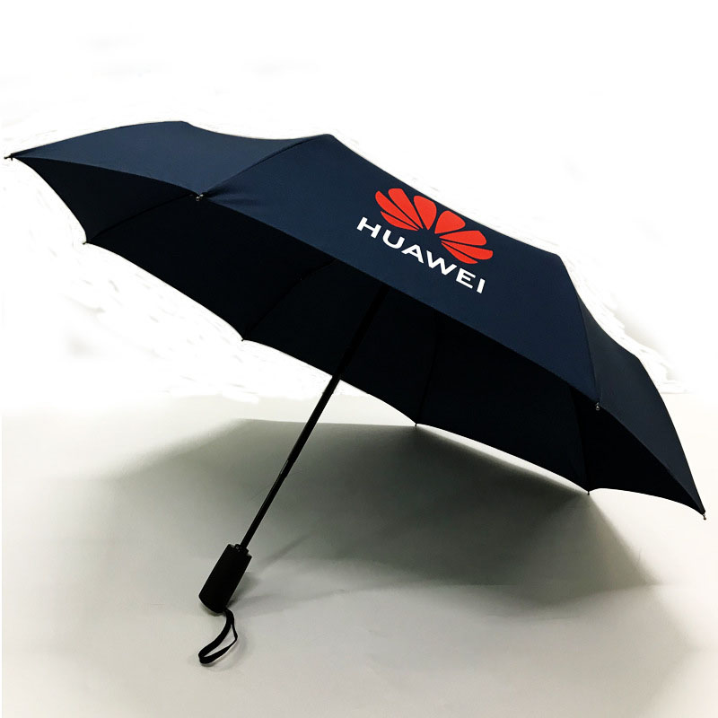 Custom Automatic Opening and Closing Logo All Over Print Folding Umbrella Black