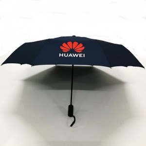 Custom Automatic Opening and Closing Logo All Over Print Folding Umbrella Black