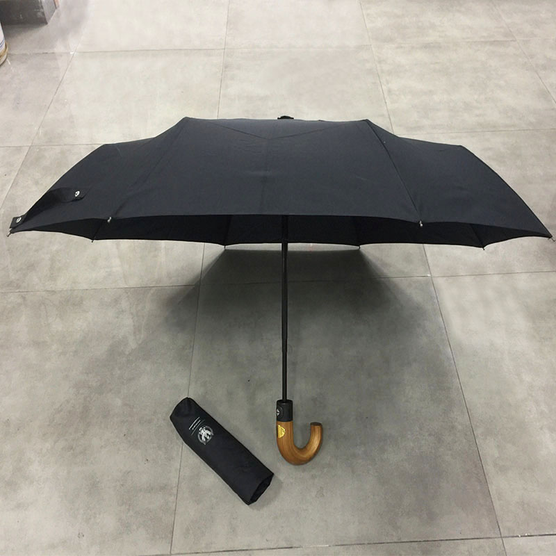 Traditional Full Automatic Folding Umbrella Wooden handle Strong Windproof Super Wide Outdoor Hook Handle Black Rain Umbrellas Women Parasol Men Paraguas