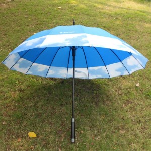 Auto Open Manual Close 190T fabric Waterproof Windproof Sport 16ribs blue straight Umbrella with long handle