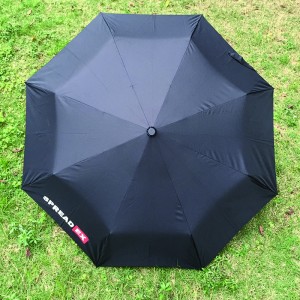 Senior Umbrella J Handle Wind Resistant Black 3 Folding Rain Umbrella for Business Occasion